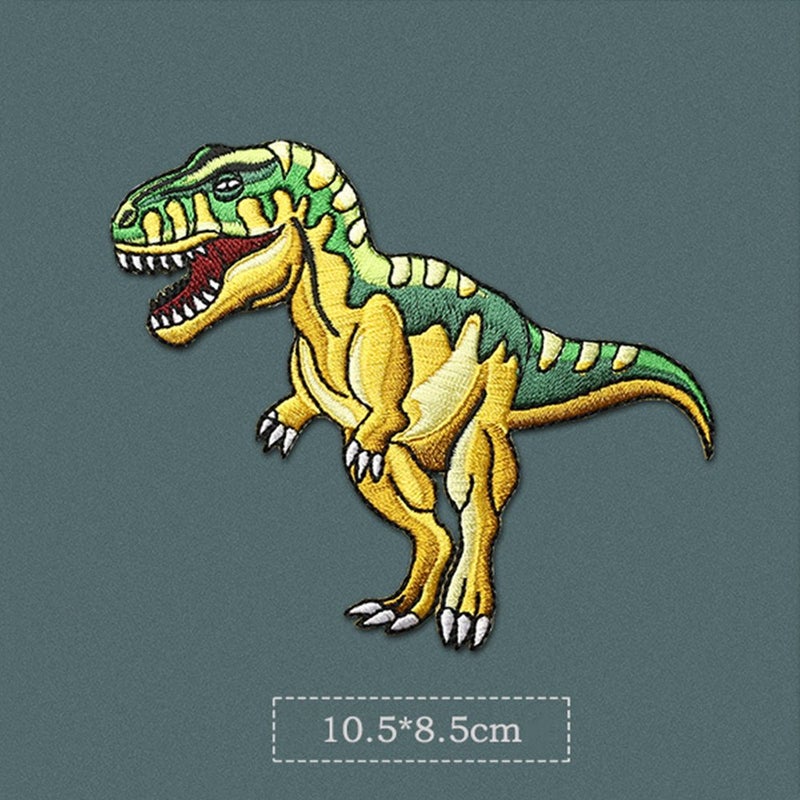 ZOOPOLR 2 Pcs Dinosaur World Iron On Patches for Backpacks, Hats, DIY Sew on Applique Patch, Vintage Embroidered Patches for Repair Clothes, Jackets, Jeans (Tyrannosaurus Rex) - Image 2